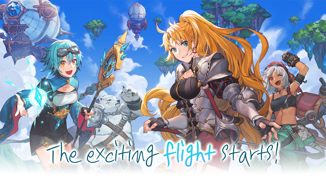 The featured image for our Airship Knights tier list, featuring a group of knights cheering joyfully and looking towards the camera.
