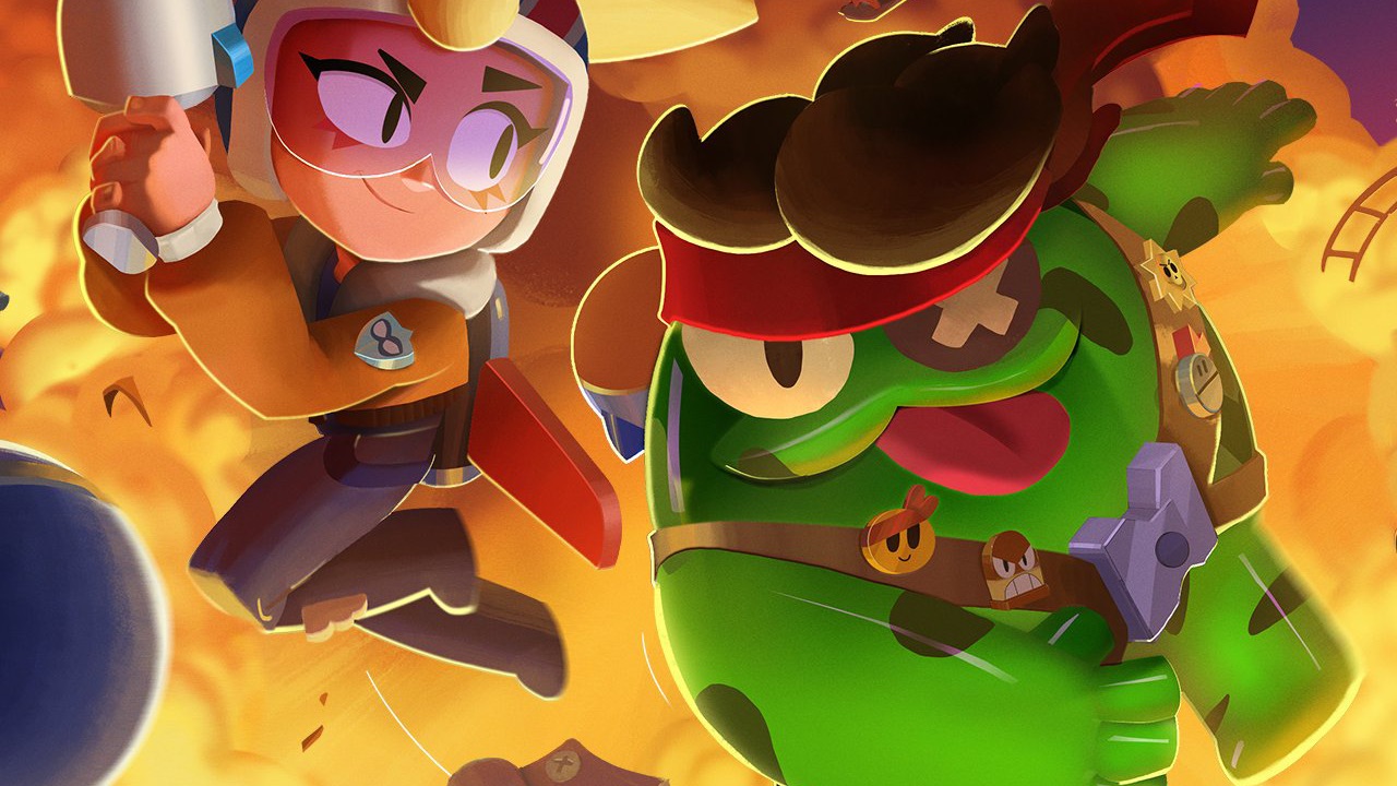 The featured image for our Brawl Stars tier list, featuring two Brawl Stars characters fighting each other.