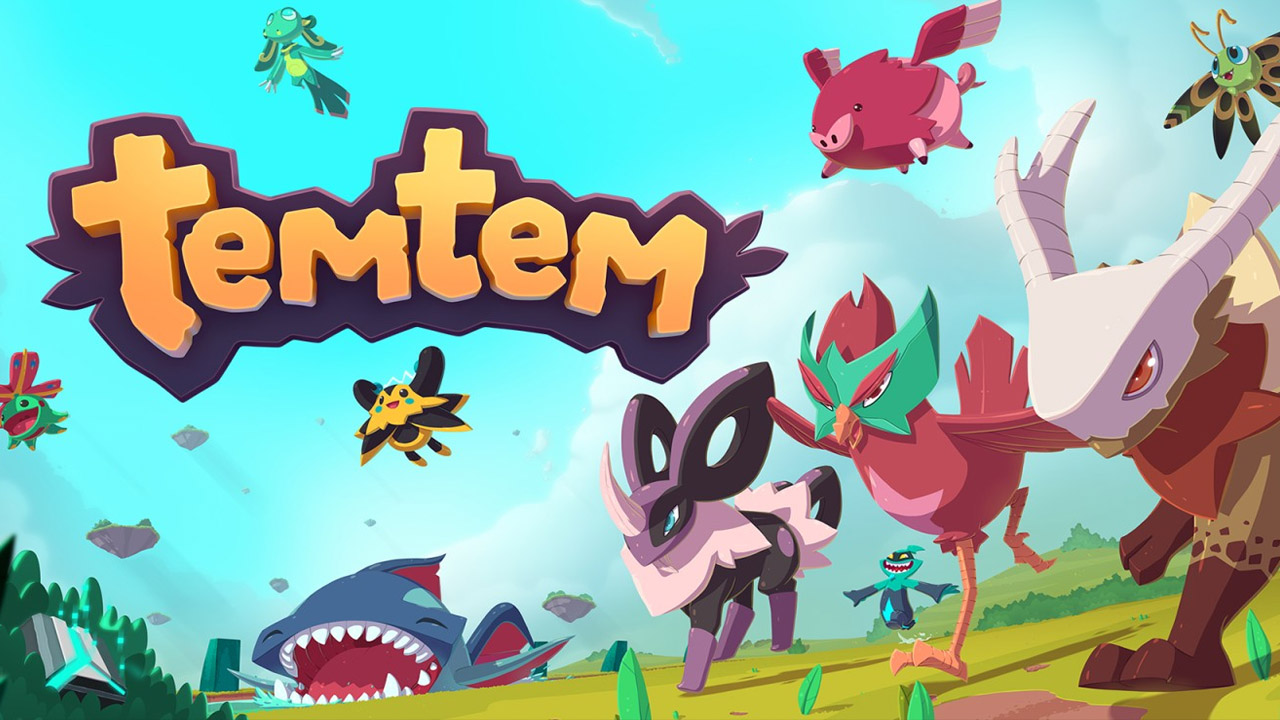 The featured image for our Temtem tier list, featuring multiple Temtems running freely in a green field.