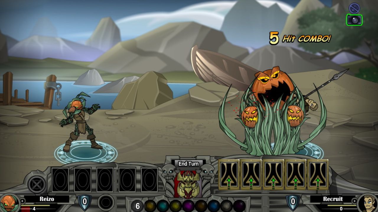 Feature image for our Oversoul tier list. It shows a player fighting a monstrous pumpkin creature.