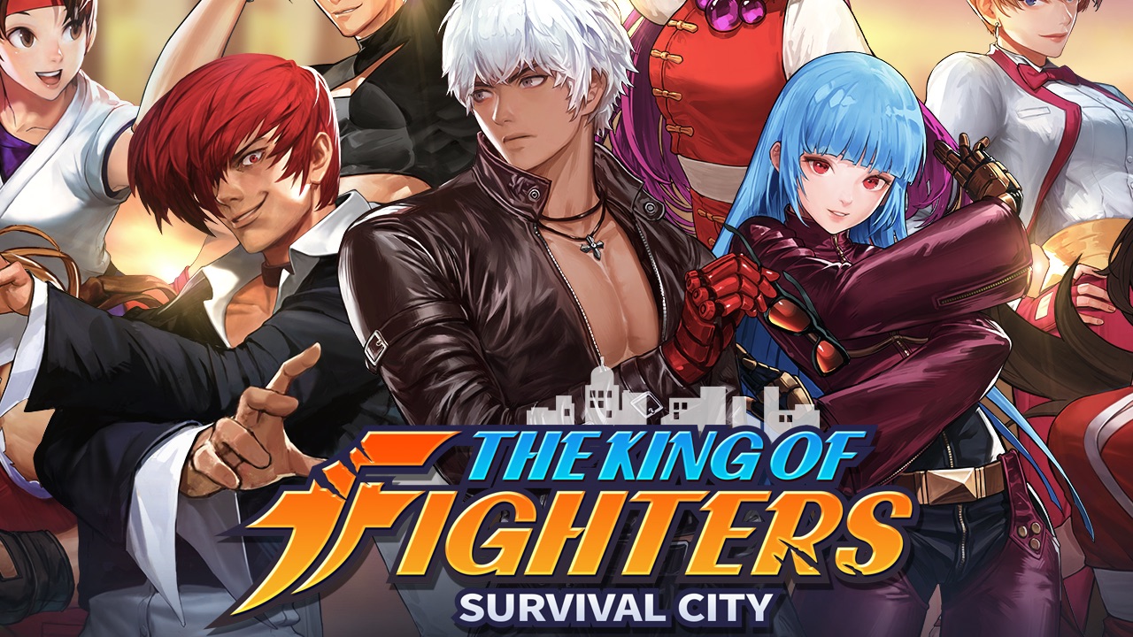 The featured image for our King Of Fighters Survival City, featuring several characters from the game all posing in a fighting stance.