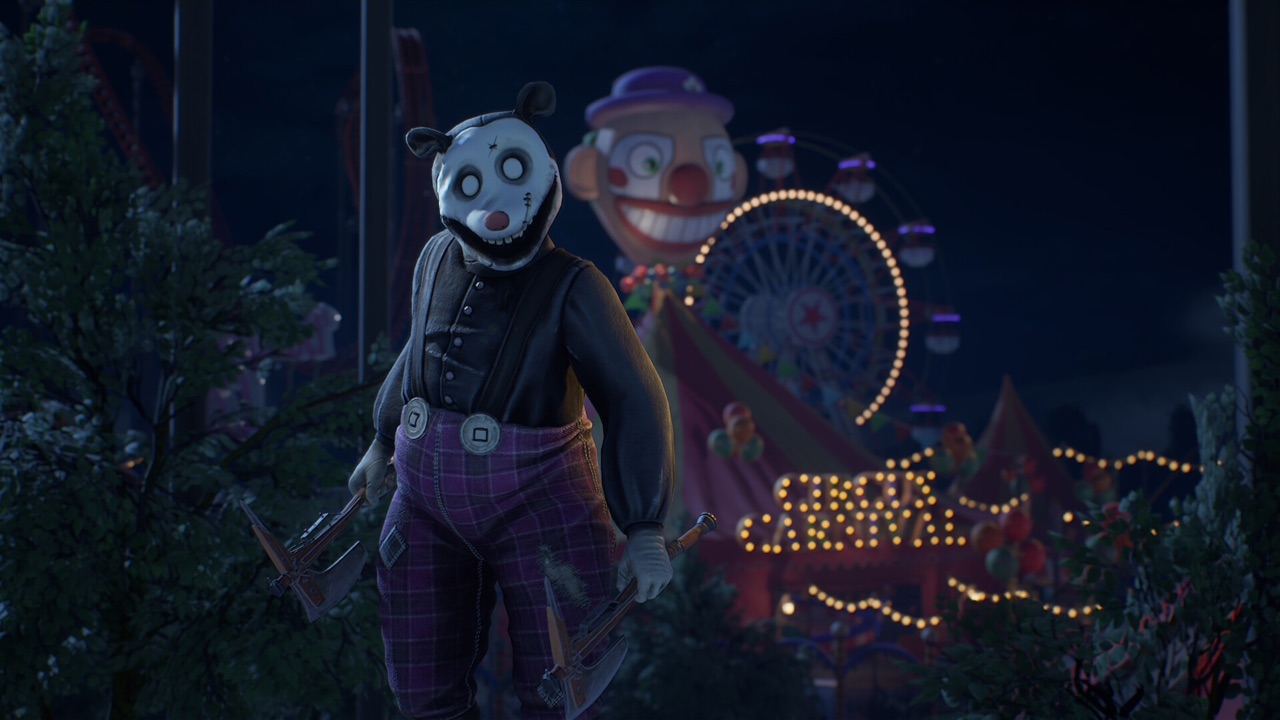 The featured image for our Propnight tier list, featuring a creepy man wearing a white bear mask, holding multiple weapons.