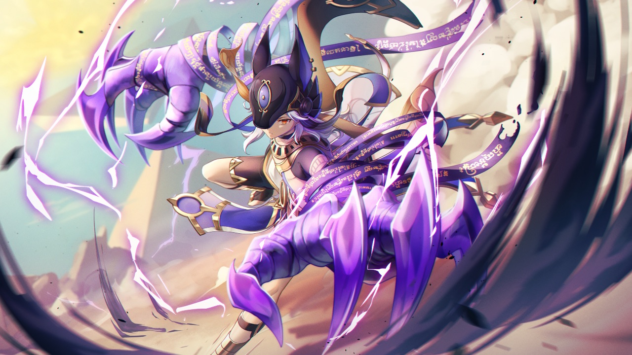 The featured image for our Cyno Weapon tier list, featuring Cyno activating his purple powers.