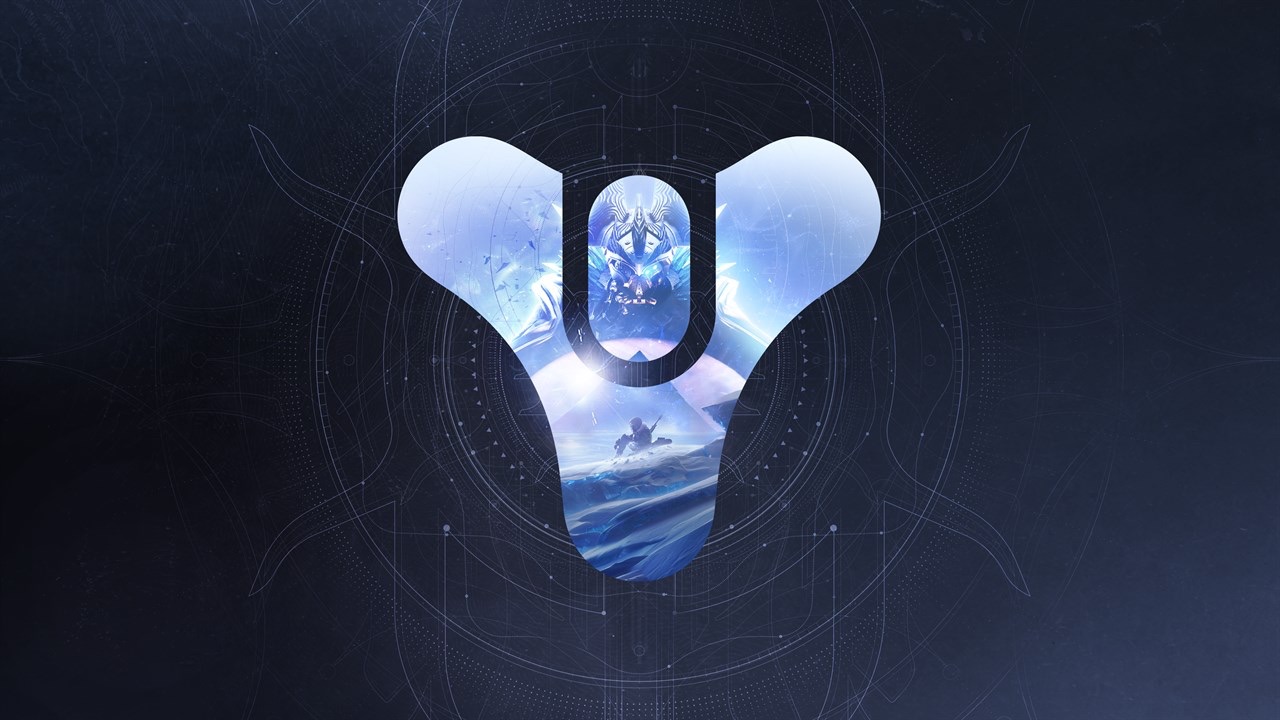 The featured image for our Destiny 2 Weapon tier list, featuring the game's logo. The inside of the game's logo shows an icy setting, focusing on the sky.