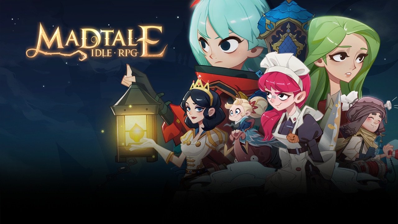 The featured image for our Madtale codes guide, featuring all of the characters gathered together, with varying facial expressions. The background is a night sky, and the Madtale title card sits in the top left corner.