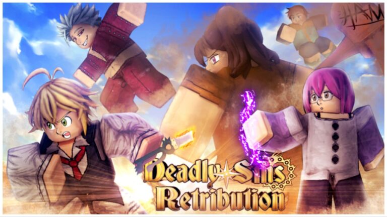 feature image for our deadly sins retribution magic tier list, the image features promo art for the game of roblox versions of some characters from the seven deadly sins series