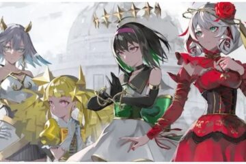 feature image for our takt op codes, the image features official promo art of some of the musicart characters from the game, including destiny, the main character as she holds her hand to her chest as the other characters look to the left, there is a faint building behind them in the distance