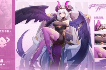 Feature image for our Parallel Realms tier list. It shows a female character with demonic horns and wings.