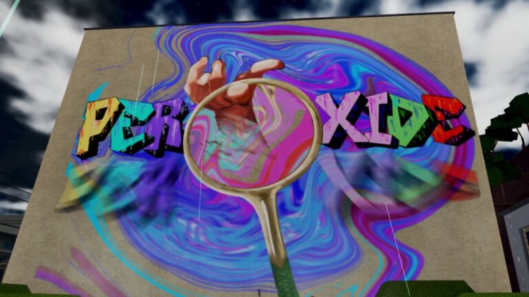 Feature image for our Peroxide Schrift tier list. It shows a wall with 'PEROXIDE' written on in rainbow graffiti.