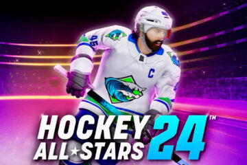 Hockey All Stars 2024 official artwork depicting a player behind the logo.