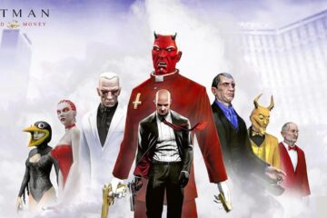 Featured Image for Hitman: Blood Money. It features the main character Agent 47 and other characters such as Vaana Ketlyn, Alexander Leland Cayne and more.