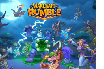Feature image for our Warcraft Rumble Leader Tier List. Image shows the games name in the centre with lots of monsters surrounding it.