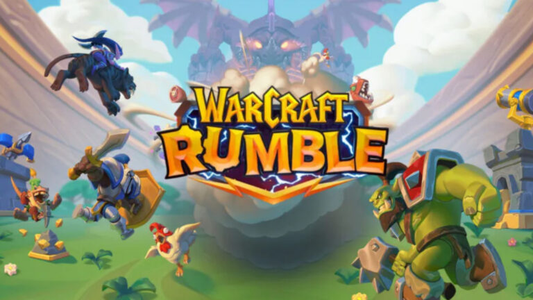 Feature image for our Warcraft Rumble Decks Tier List. Image shows the words 'Warcraft Rumble' in the centre with a large red monster and other monsters to the sides.