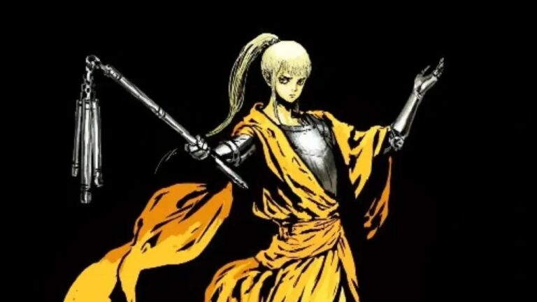 Featured Image for our news on Buriedbornes2. It features the priest from Buriedbornes wearing a yellow robe and holding a wand-style stick.
