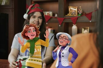 Featured Image for Merge Mansion. It features Maddie and Grandma Ursula and a real person in the background from their December Updates video.