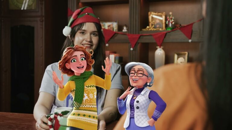 Featured Image for Merge Mansion. It features Maddie and Grandma Ursula and a real person in the background from their December Updates video.