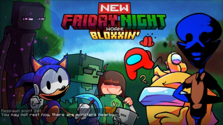 Featured Image for our news on Roblox Friday Night Bloxxin’. It features different characters from the Roblox adventure.