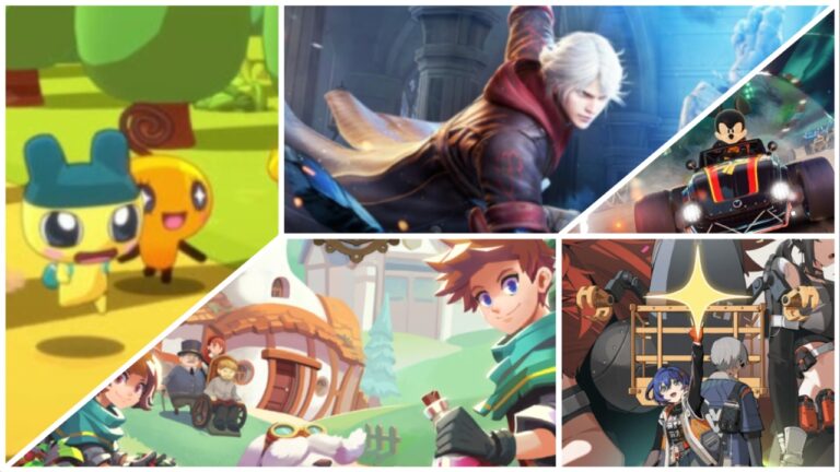 the main image of our iFz round-up for exciting releases in 2024. the image is a 5-way collage of 5 different games which are releasing early 2024.