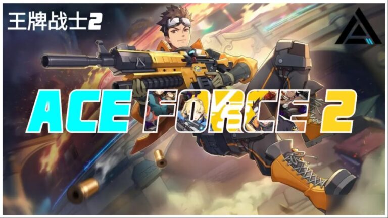 Ace Force 2 poster with a character pointing his gun towards viewers. The poster has a dynamic background and the name of the title can be seen in the foreground.