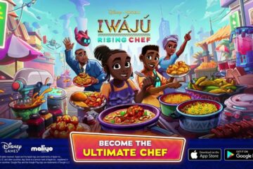 featured image for our news on Disney Iwájú Rising Chef. It shows Tola, Kole and other characters from the show cooking and celebrating. There is a variety of Nigerian dishes in pots.
