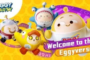 featured image for our news on Eggy Party global launch. It features different eggies in a variety of outfits that have antennas.