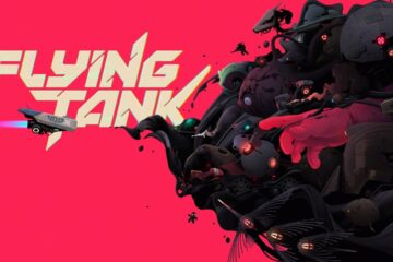 featured image for our news on Flying Tank. it featuresa Flying Tank against a pinkish-red background which is quite vibrant. The logo of the game is in white.