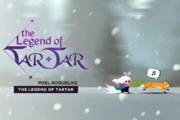 featured image for our news on The Legend of Tartar. It features Tartar running behind a red fox on an icy land. It's snowing and the sky is greyish blue.