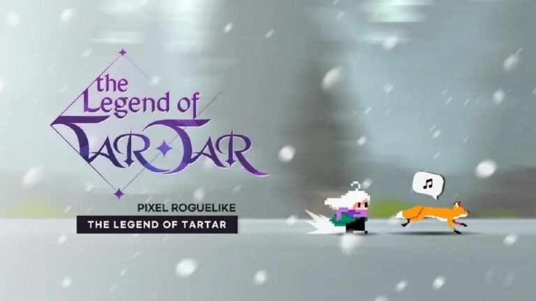 featured image for our news on The Legend of Tartar. It features Tartar running behind a red fox on an icy land. It's snowing and the sky is greyish blue.