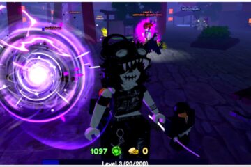 The image shows my avatar stood in front of a purple orb like portal which highlights my avatar in a purple lighting.