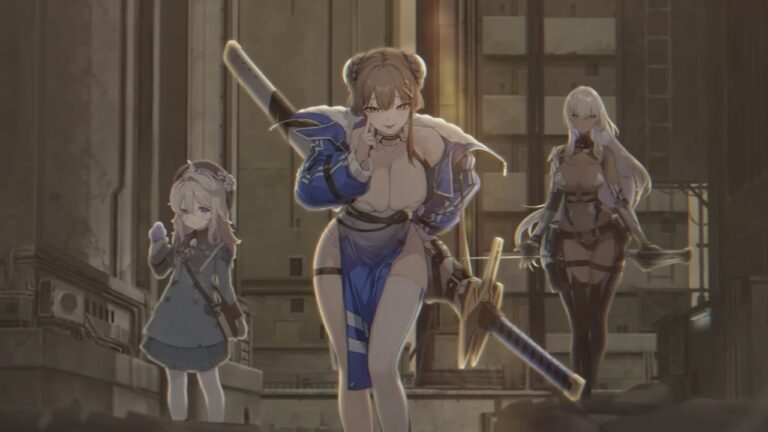Feature image for our Chaos Zero Nightmare Yuki guide showing three characters posting and looking at the camera.