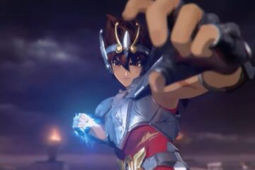 Feature image for our Saint Seiya EX Codes guide showing a character with his arm up ready to throw a punch.