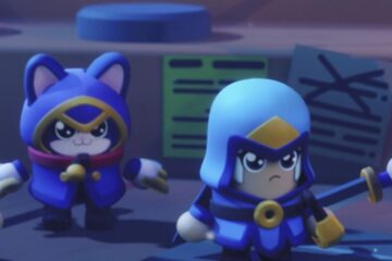 Feature image for our Wittle Defender Tier List showing four chibi characters holding weapons and preparing to fight.