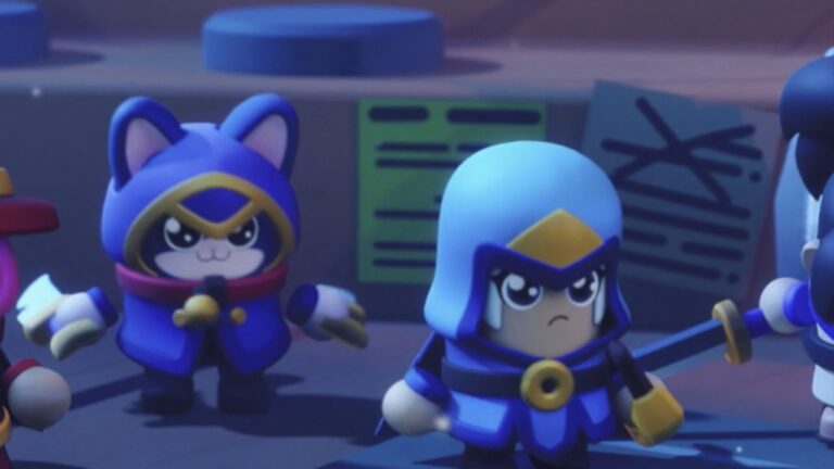 Feature image for our Wittle Defender Tier List showing four chibi characters holding weapons and preparing to fight.