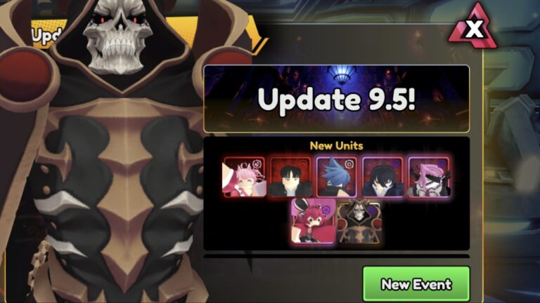 Feature image for our Anime Vanguards Update 9.5 Tier List showing a list of new units available.