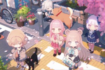 Feature image for our Ayakashi Rise Codes guide showing chibi girls crossing the street.