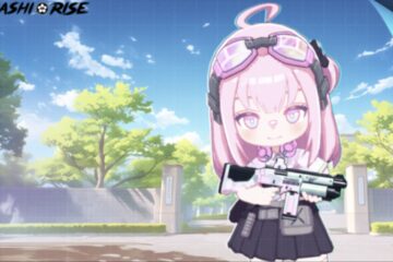 Feature image for our Ayakashi Rise Events guide showing a chibi smiling and holding a gun.