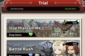 Feature image for our Fairy Tail Wizard Chronicle Trials guide showing a list of trails available.
