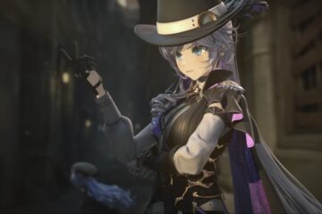 Feature image for our Silver Palace Codes guide showing a character with an arm over her stomach and another hand in the air standing while speaking.