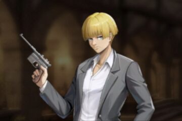 Feature image for our Titan Regiment Progression guide showing Yelena from Attack on Titan holding a gun.
