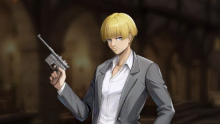 Feature image for our Titan Regiment Progression guide showing Yelena from Attack on Titan holding a gun.
