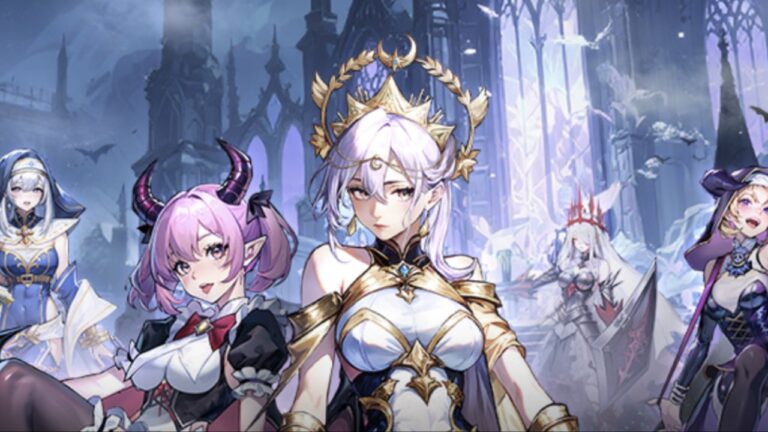 Image for our Twilight Chronicle Idle RPG Codes guide showing different anime-style girls wearing dresses and gear looking at the camera.