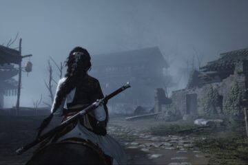 Feature image for our Which Sect Should You Join in Where Winds Meet guide showing the back of a character sitting on a horse.