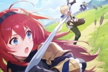 Feature image for our Best Characters In Dragon Traveler guide showing a girl with red hair and a boy behind her chasing after her.