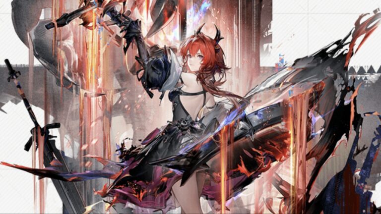 Feature image for our Best Operator In Arknights Endfield guide showing a character in a dress covered by red lights.