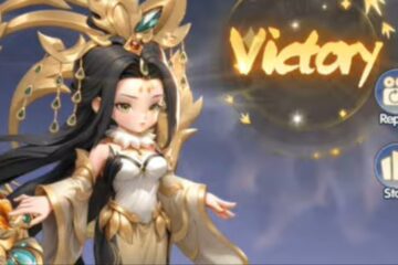 Feature image for our Best Renegade Immortal Character guide showing a chibi woman with the words 'victory' beside her.