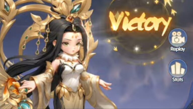 Feature image for our Best Renegade Immortal Character guide showing a chibi woman with the words 'victory' beside her.