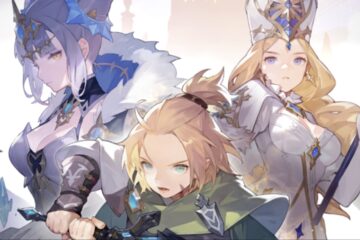 Feature image for our Dragon Sword Codes showing three characters dressed in gear and standing next to each other.