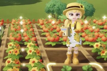 Feature image for our Heartopia Codes guide showing someone standing in a garden.
