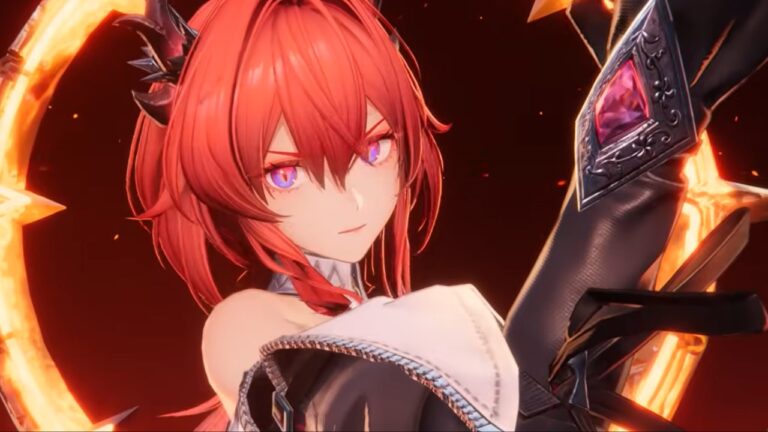 Feature image for our Is Arknights Endfield Free To Play guide showing a close up of a woman with red hair looking directly into the camera.