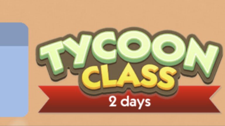 Feature image for our Monopoly GO Tycoon Class guide showing the event name in large letters.